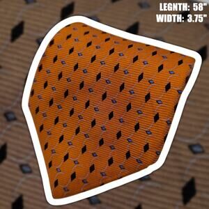 Brooks Brothers Basics Silk Tie Orange Blue Geometric Diamond USA  58" x 3.75"